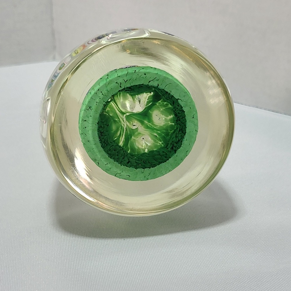 Teardrop Egg Shaped Bubbles Green Multicolor Art Glass Paperweight Stalagmites - Picture 13 of 16